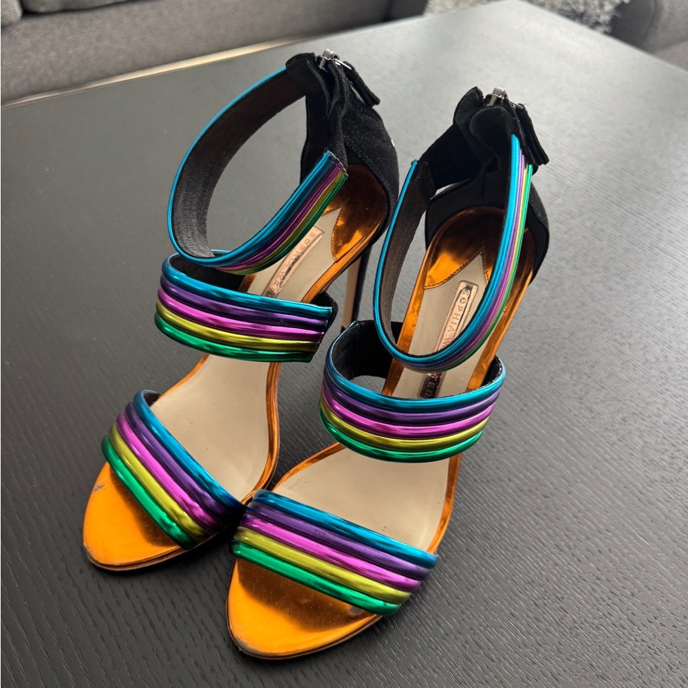 Sophia Webster Metallic Multi-Color Strap High Heels